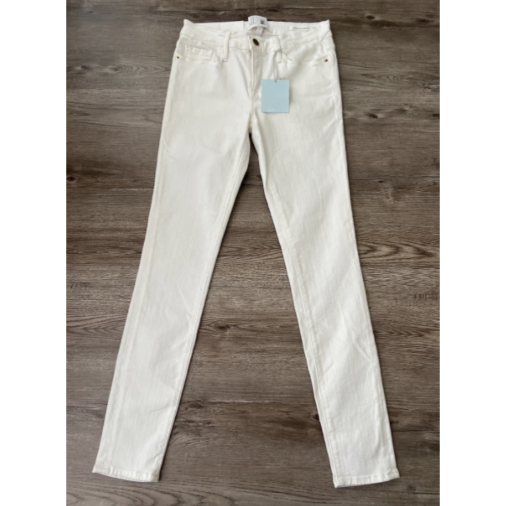 FRAME Le Skinny de Jeanne Jeans Womens 28 White Mid Rise Made USA NWT